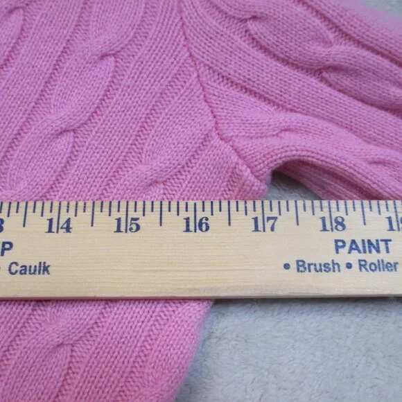 Ralph Lauren Black Label Sweater Women's Medium Cashmere Pink V-Neck Slim Fit - Picture 8 of 9